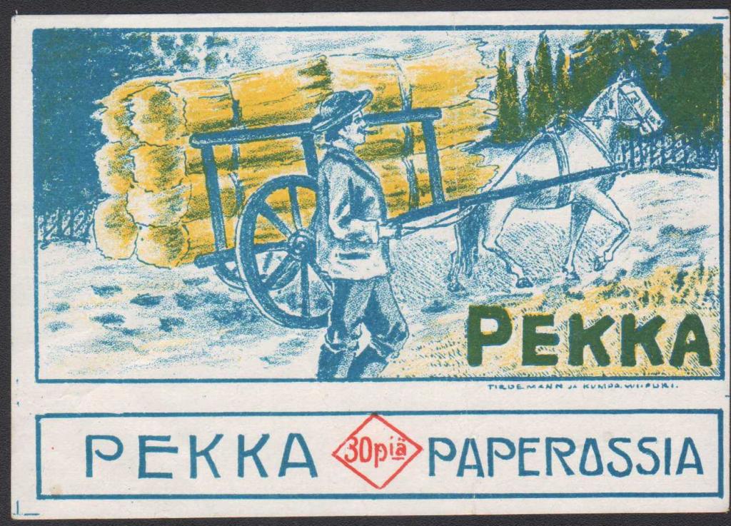Этикетка обертка фантик папиросы табак сигары Pekka Эстония Швеция Финляндия 1920е