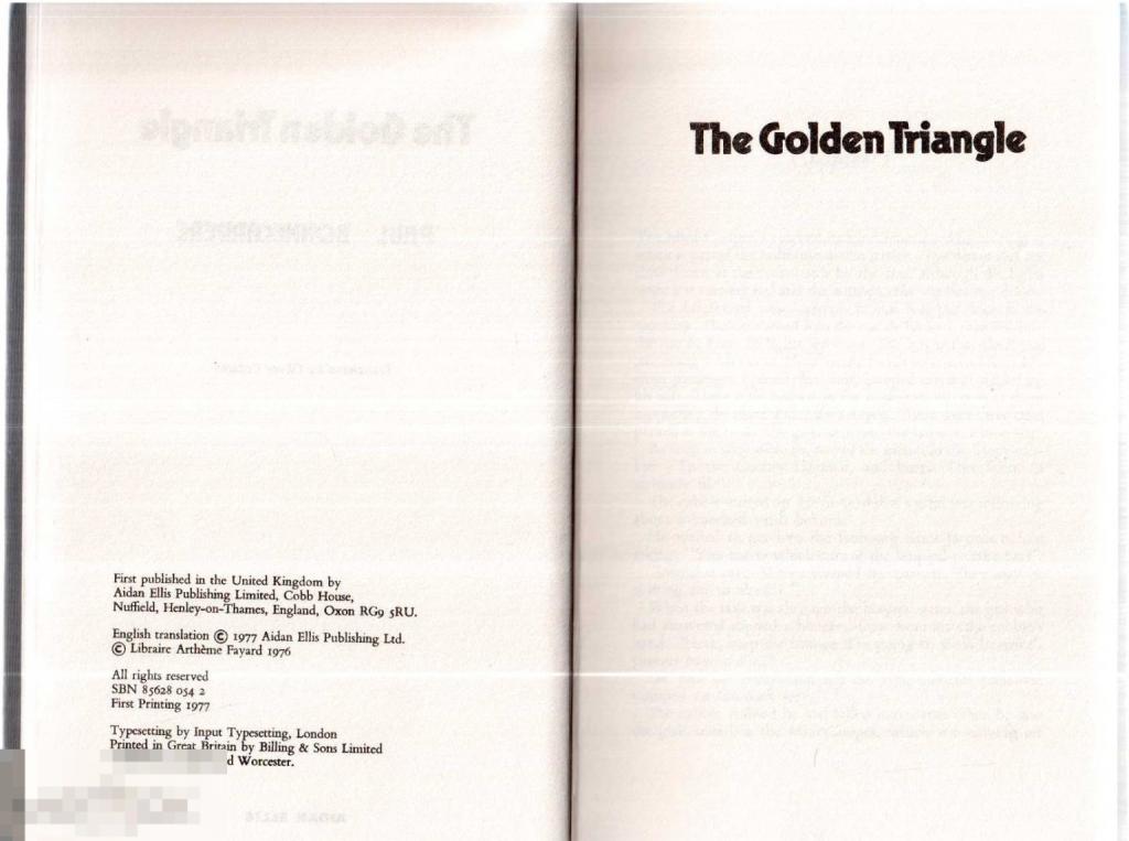 Bonnecarrere P. - The Golden Triangle (Золотой Треугольник). - Англия: `Aidan Ellis Publishing` 1977