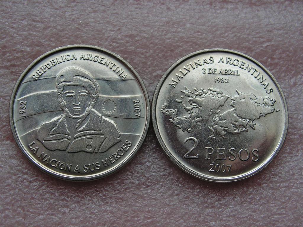 Аргентина 2 песо 2007 Фолклендская война 25 лет unc