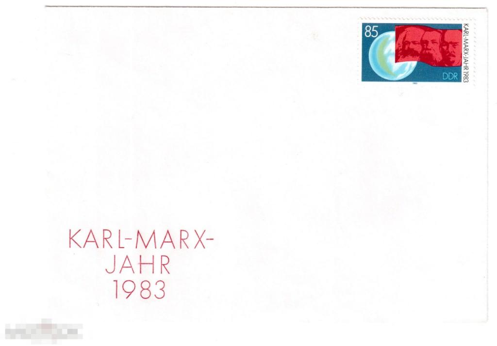 Конверт ГДР: ОМ, "Год Карла Маркса", 1983 год