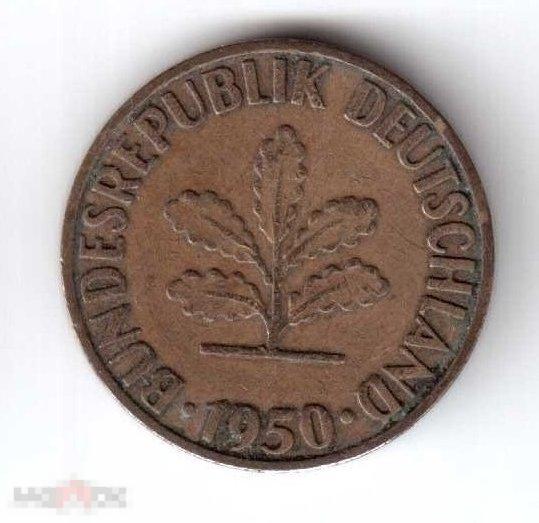 Монеты ФРГ: 5 пфеннигов, 1950 год F