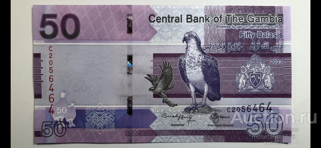 ГАМБИЯ     50 даласи    2023 год        Птица      P-40     ПРЕСС   UNC