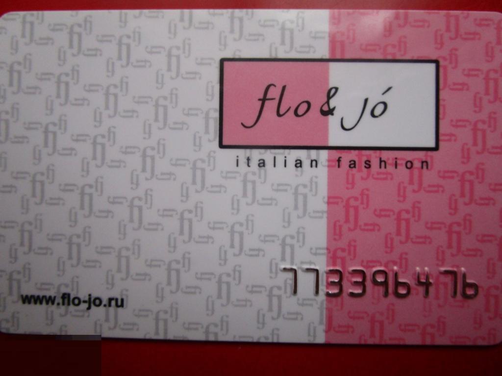 Пластиковая дисконтная карта постоянного покупателя FLO & JO