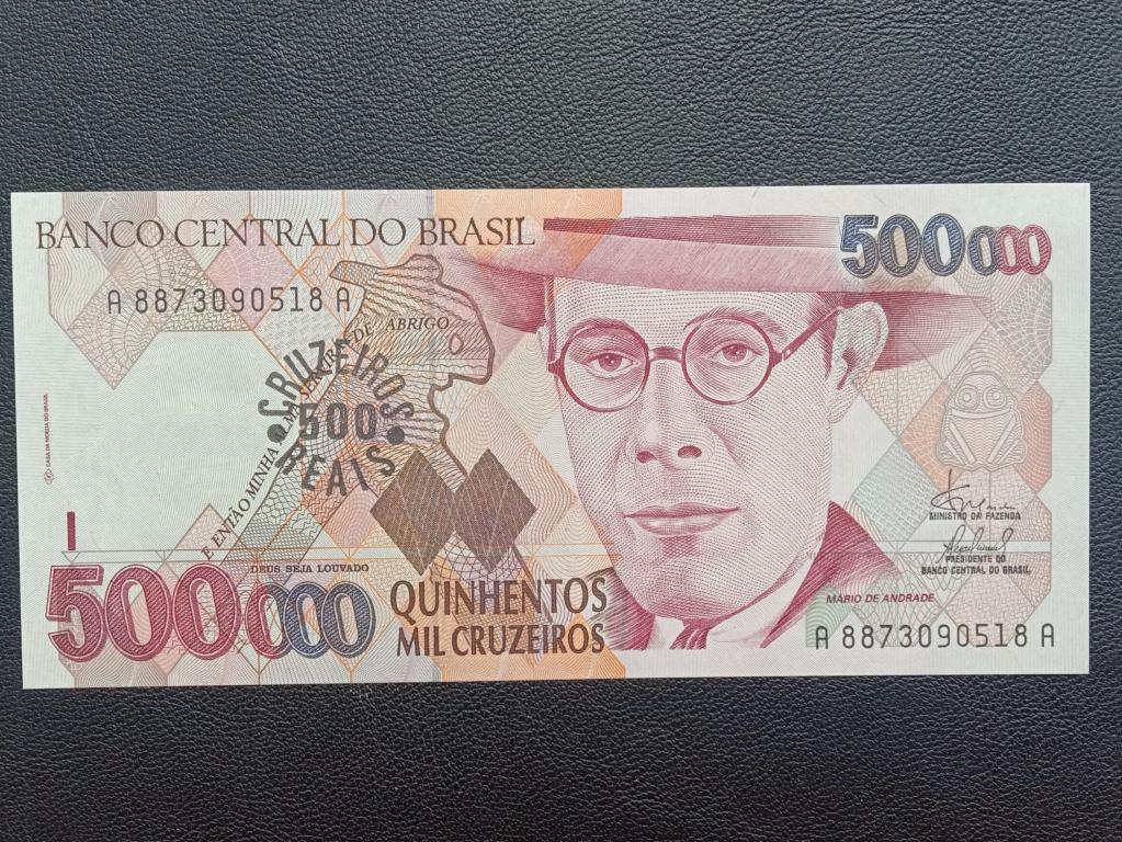 Бразилия 500 крузейро реал 1993г.    UNC   Р.239а
