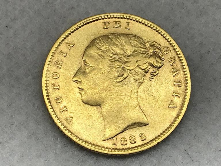 Великобритания 1/2 фунта / пол соверена 1883 Виктория Золото Оригинал