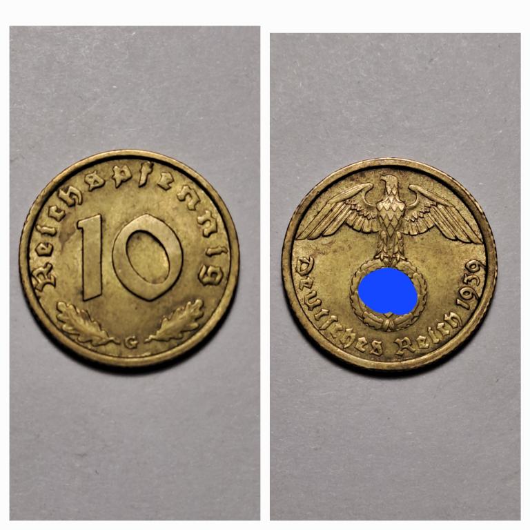 Германия 10  пфеннигов 1939  G  Латунь