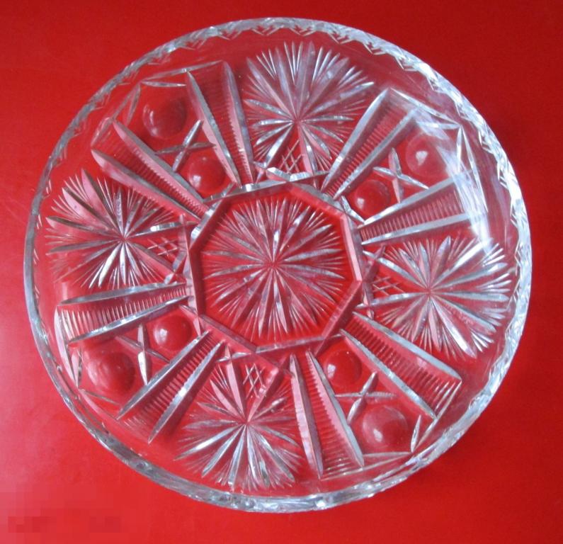 Хрустальное блюдо фруктовница тортовница, ГДР, 1950-е годы