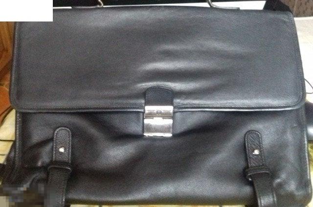 Кожаный портфель `Wanlima`, Б/У, 28 х 40 см