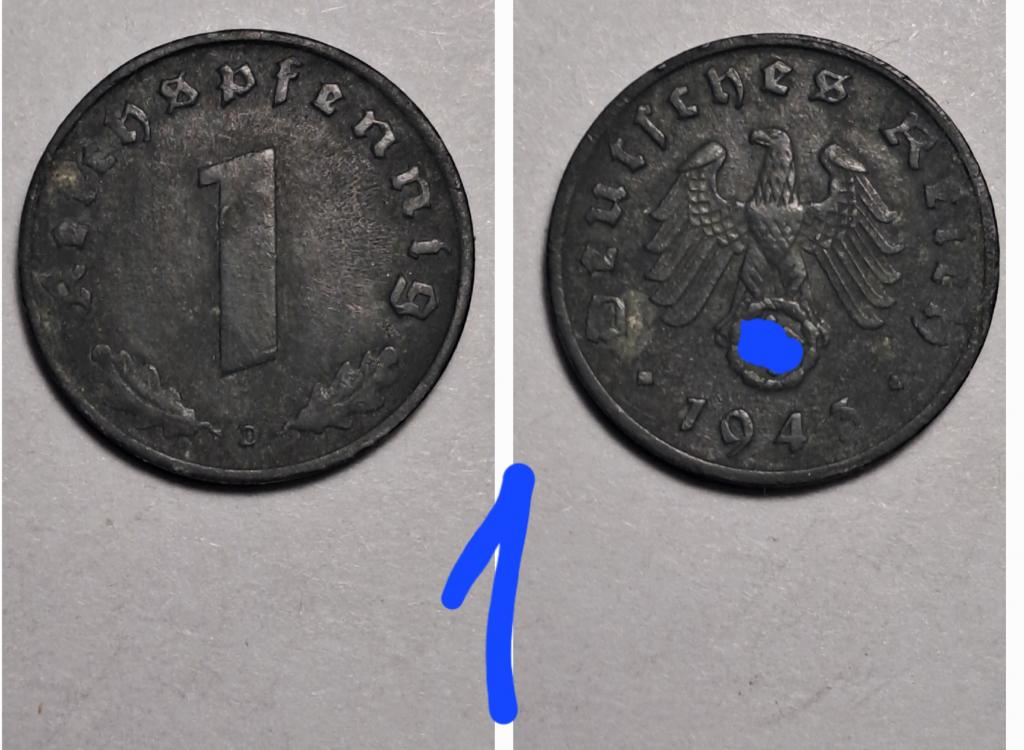 Германия 1 пфенниг  1943 D
