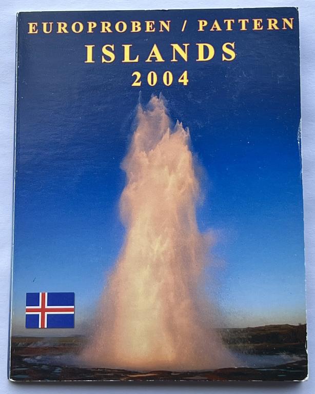 ИСЛАНДИЯ ГОДОВОЙ НАБОР ПРОБНЫХ ЕВРО 8 МОНЕТ 2004 ГОД БУКЛЕТ UNC