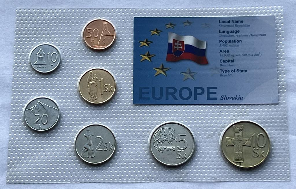СЛОВАКИЯ НАБОР 7 МОНЕТ 1993-2002 ГОД ЗАПАЙКА UNC