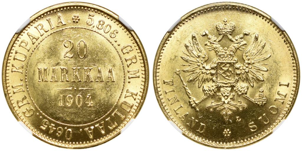 20 МАРОК 1904 года, L. NGC MS 62!!!