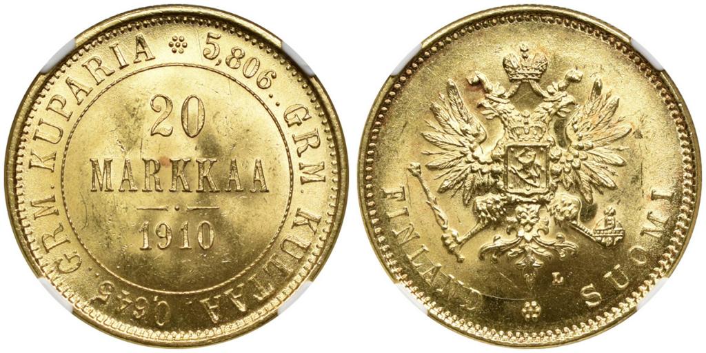 20 МАРОК 1910 года, L. NGC MS 64!!!