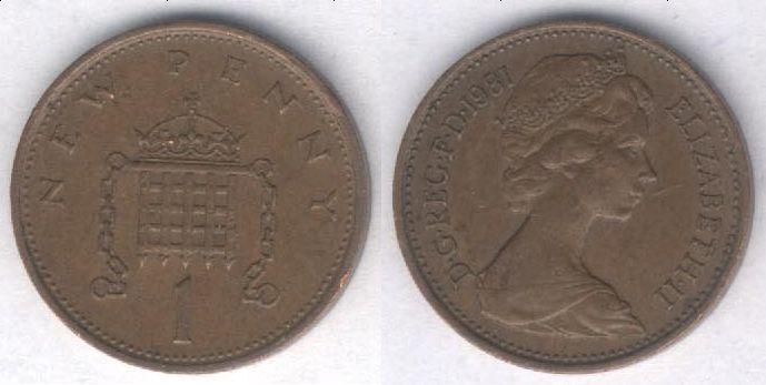 Монета Великобритания 1 пенни 1981 г. VF