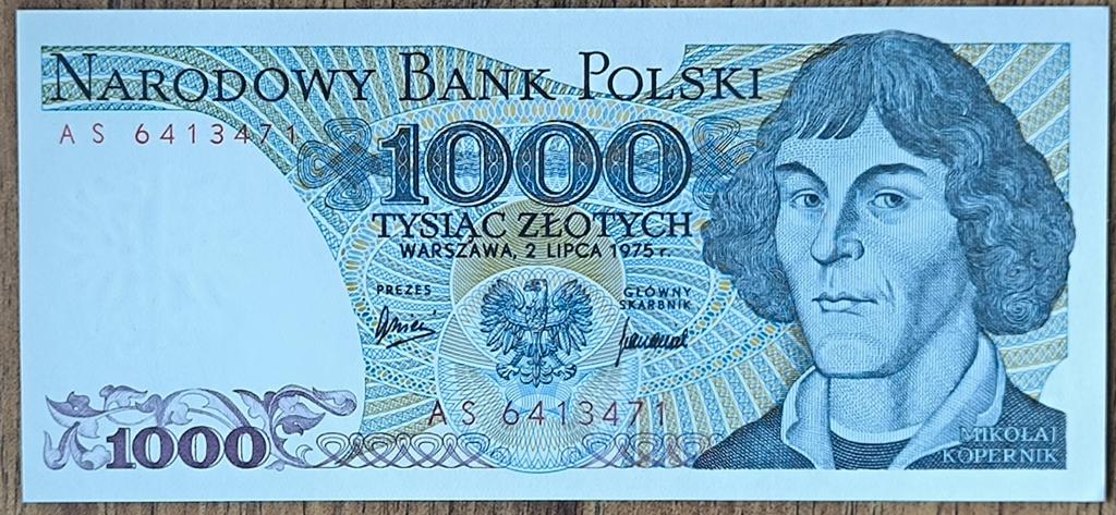 Польша 1000 злотых 1975 г. Николай Коперник. P-146a. ПРЕСС - UNC. Серия AS