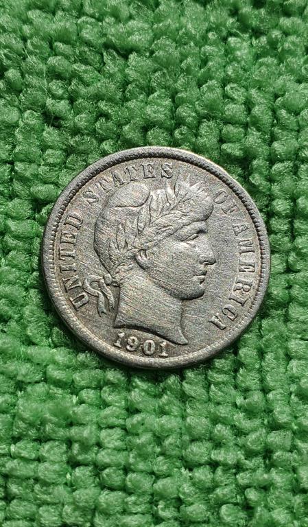 10 центов (дайм) " Barber Dime ", 1901 год !!!, США