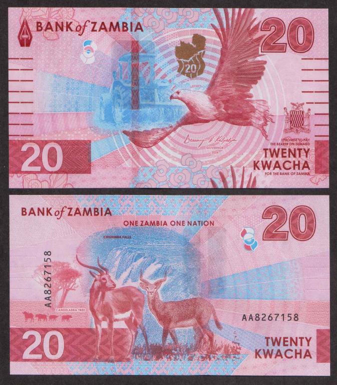 Замбия 20 Квача P172 UNC (ПРЕСС)