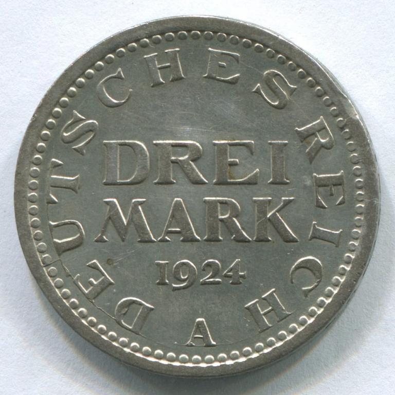 ГЕРМАНИЯ/ВЕЙМАР 3 МАРКИ 1924 А XF