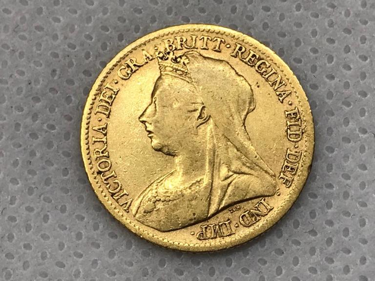 Великобритания 1/2 фунта / пол соверена 1900 Виктория Золото Оригинал