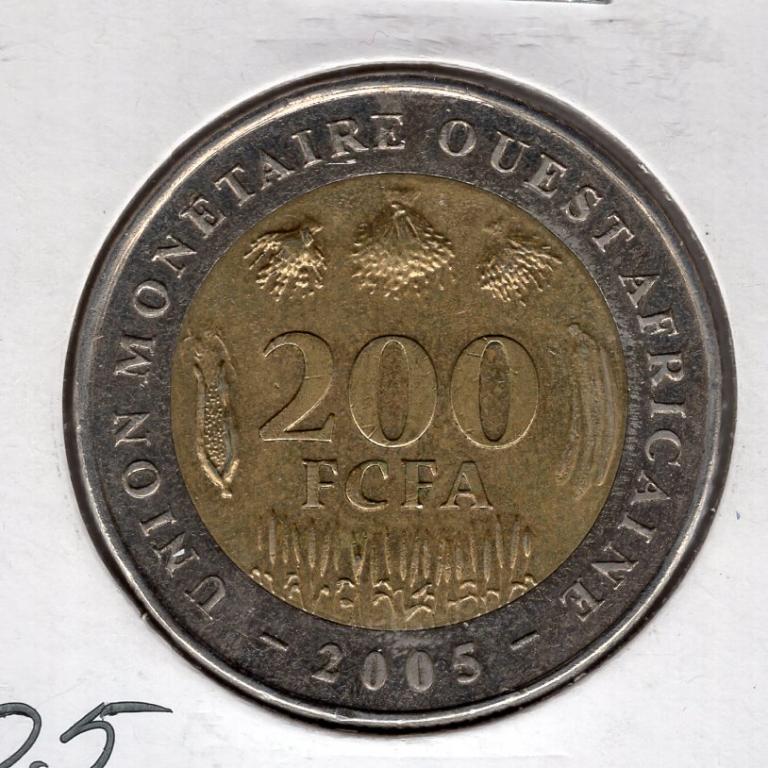 200 франков - Западная Африка (Западно-Африканский Валютный Союз) - 2005 - KM#14 - биметалл