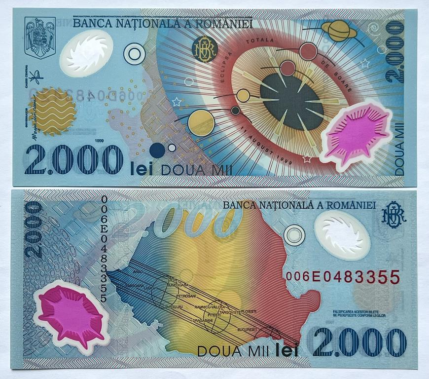 РУМЫНИЯ 2000 ЛЕЙ 1999 ГОД ПОЛИМЕР UNC