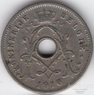 Бельгия 5 сантимов 1910 года.