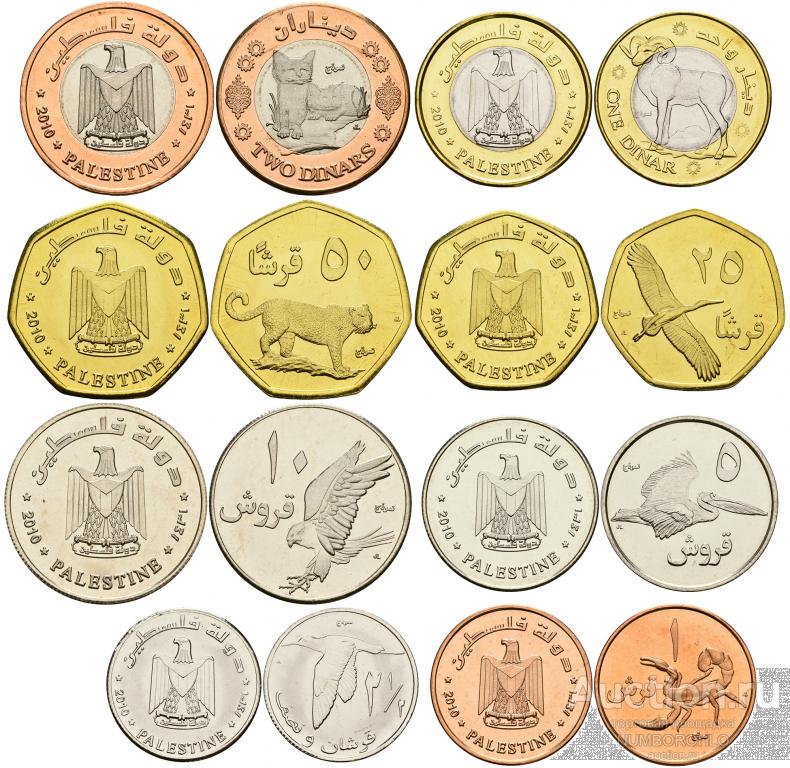 Палестина набор 8 монет 2010