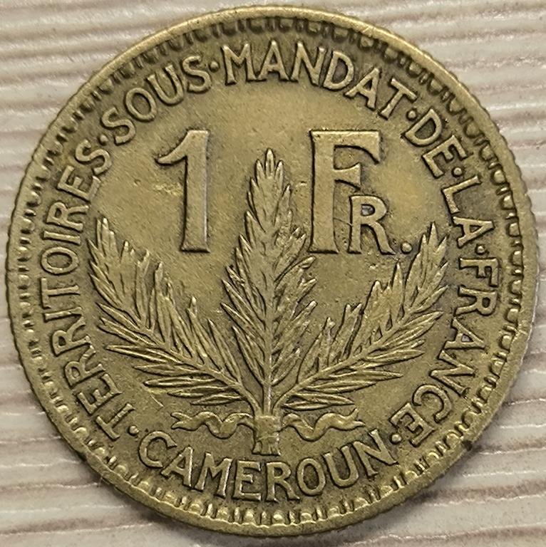 Французский Камерун. 1 франк 1925 г. Оригинал. VF+