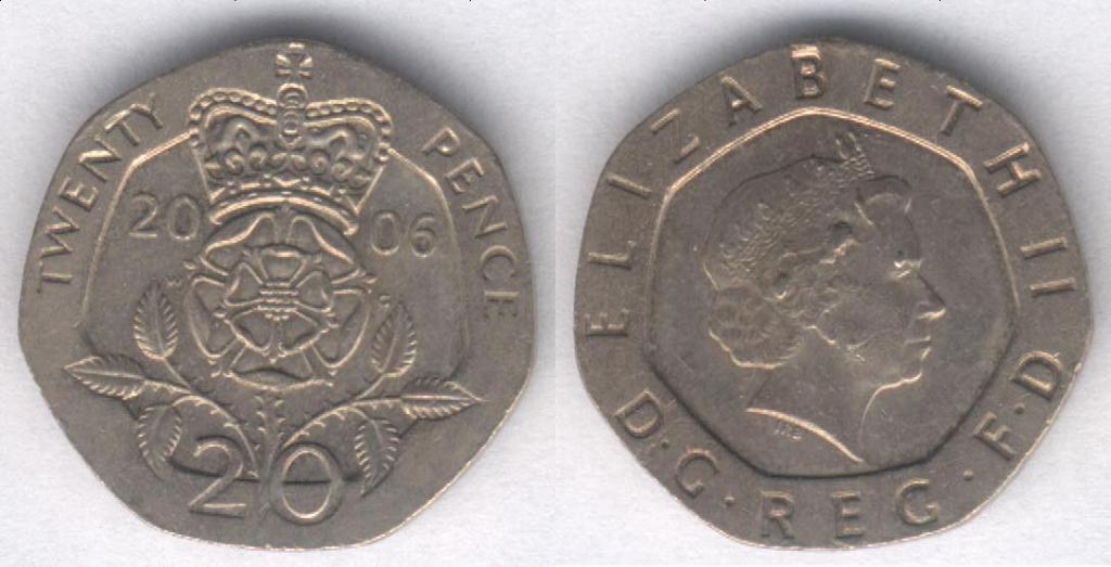Монета Великобритания 20 пенсов 2006 г. XF