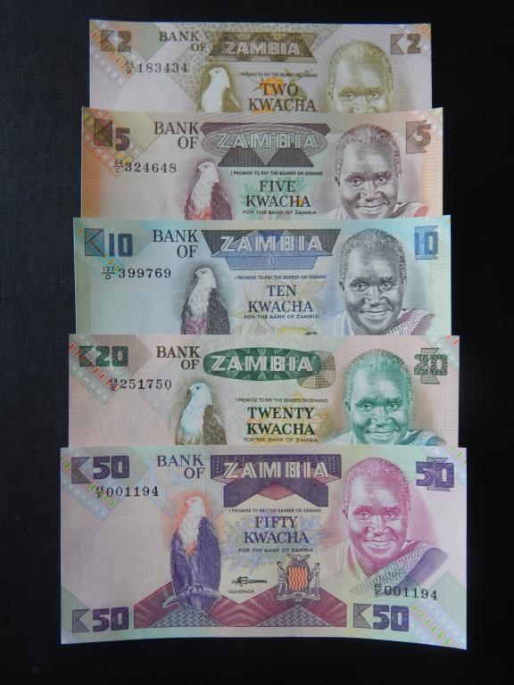 Набор банкнот Замбии  !  UNC !