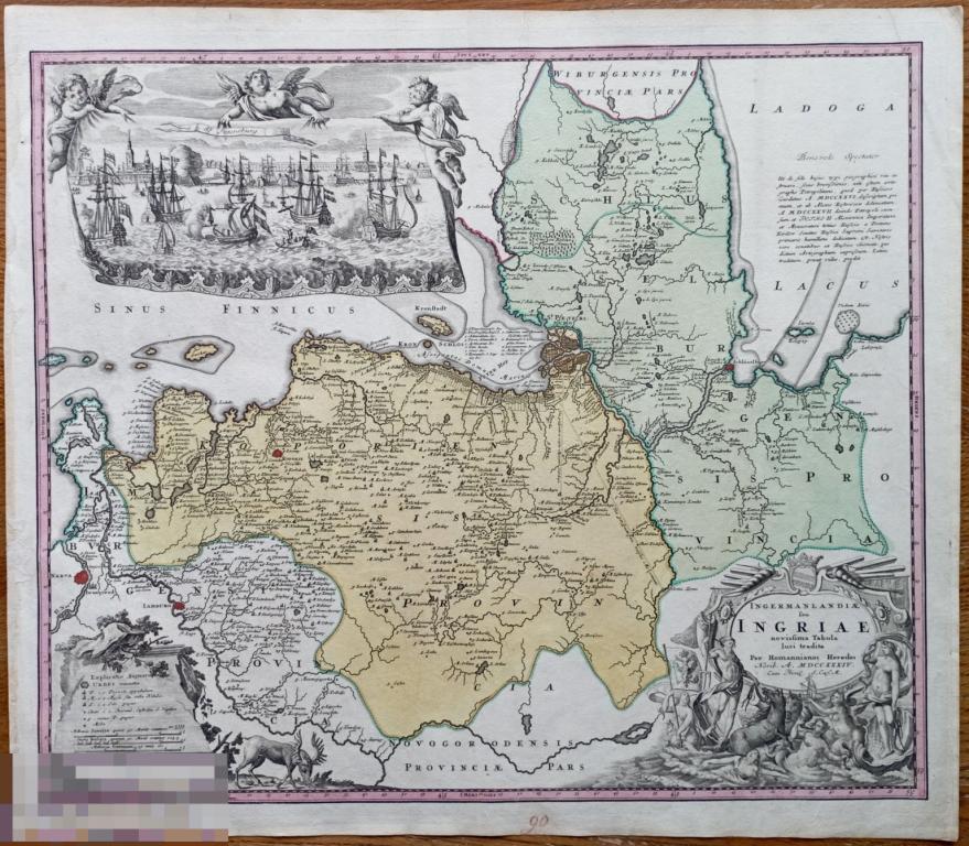 Ингрия Санкт-Петербург Гравюра 18 век Карта Редкость Ингерманландия