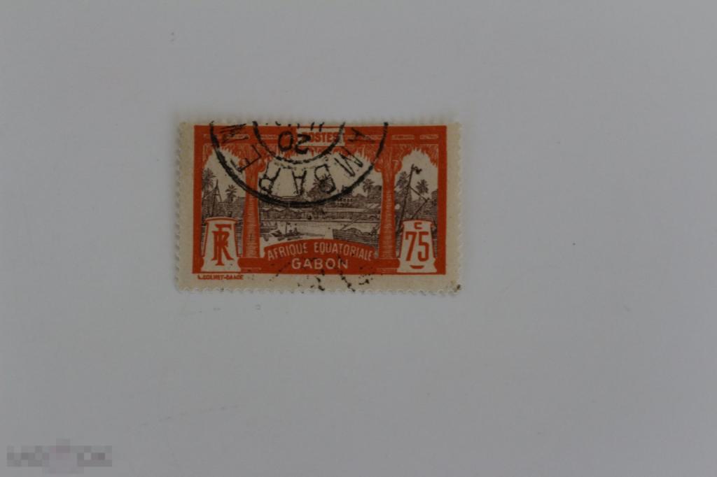 Габон серия 1910 г. гашеная Вид на Либревиль Корабли, Колонии 75 с