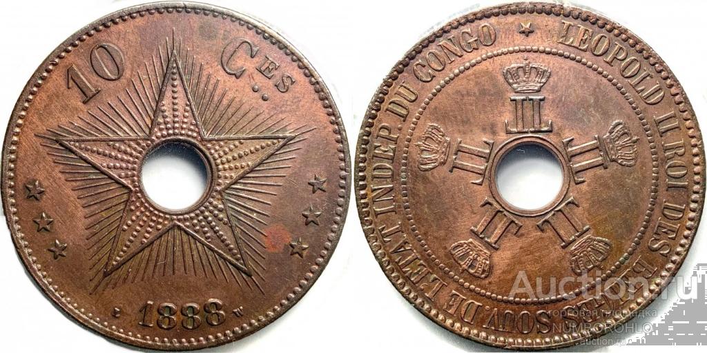 Свободное государство Конго 10 сантимов, 1987-1894 XF