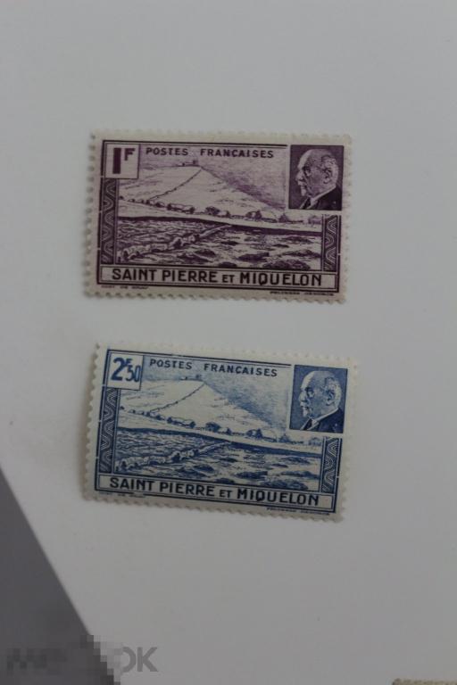 Французские колонии 2 марки Маршал Петен 1941 г. Сен-Пьер и Микелон