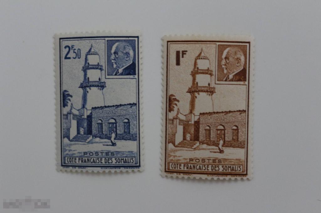 Французские колонии 2 марки Маршал Петен 1941 г. Сомали