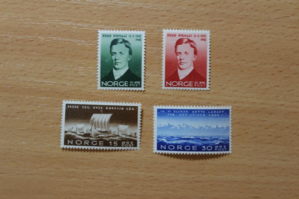 Норвегия серия 4 марки 1942 г. Ричард Нордраак композитор
