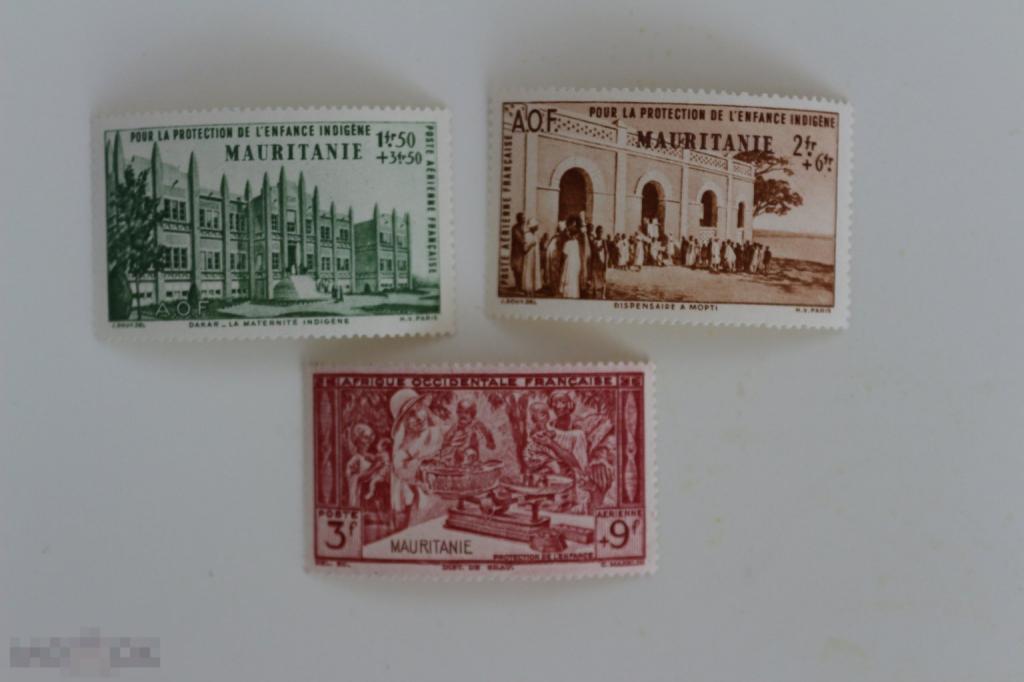 Мавритания 1942 г. серия 3 марки медицина, помощь детям