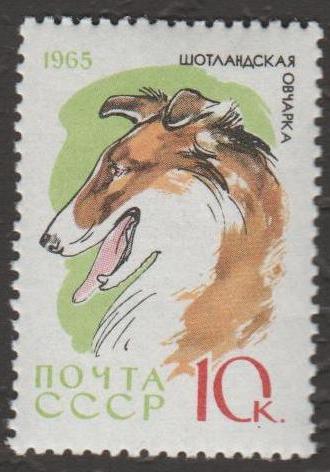 1965 год. № 3162-3171. Собаки. Марка № 3168. Борзая (1)