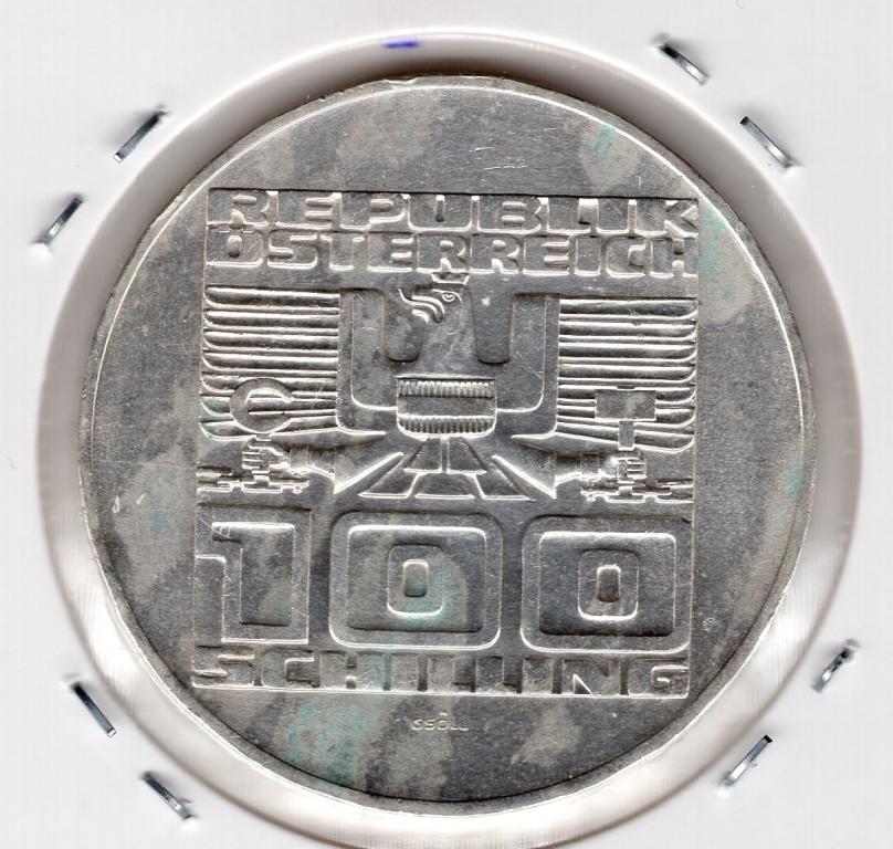 100 шиллингов - Австрия - 1975 - 20 лет государственному договору - серебро 640 - KM#2924