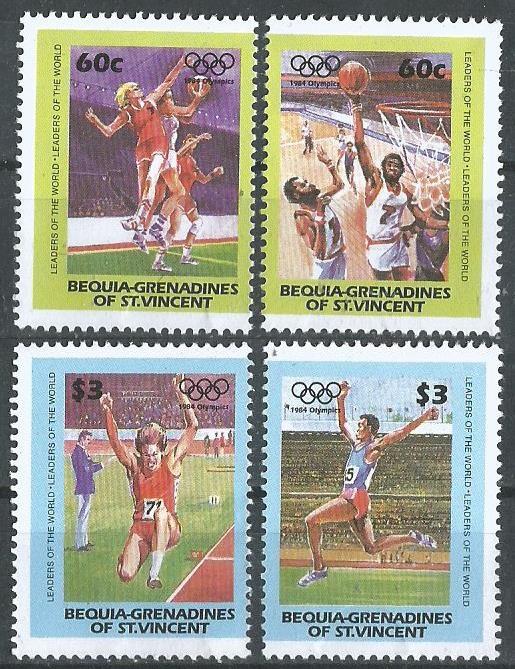 Бекиа. 1984 г. ОИ. Баскетбол. Прыжки в длину. Мужчины. Женщины. MNH