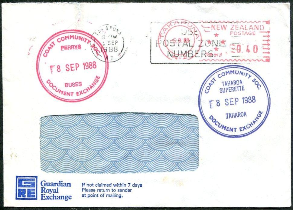 Новая Зеландия 1988 частная почта Stampways Document Exchange коммерческое ПО автобус конверт