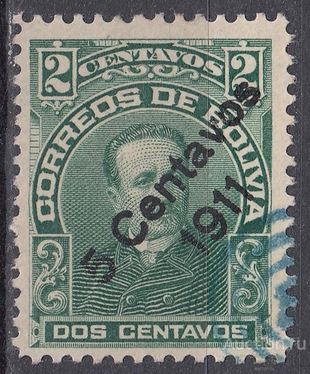 Боливия. 1911 год. Элиодоро Камачо. Надпечатка