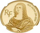 Франция. 20 Евро 2003 г. Золото. 17 г*0.920 0.5028 oz. Мона Лиза! ТИРАЖ 808 ЭКЗ! СЛАБ NGC PF67 UС!