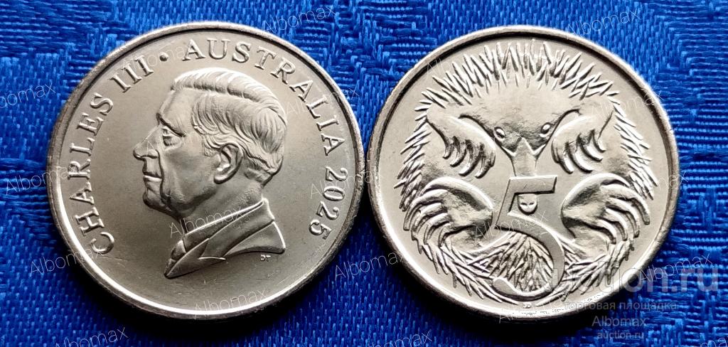 Австралия 5 центов 2025г Ехидна UNC (Карл III)