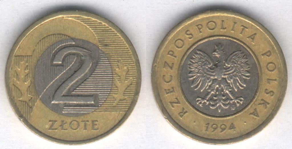 Монета Польша 2 злотых 1994 г. VF