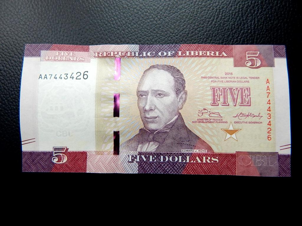 Бона 5 долларов 2016 года серии "АА" Либерия UNC