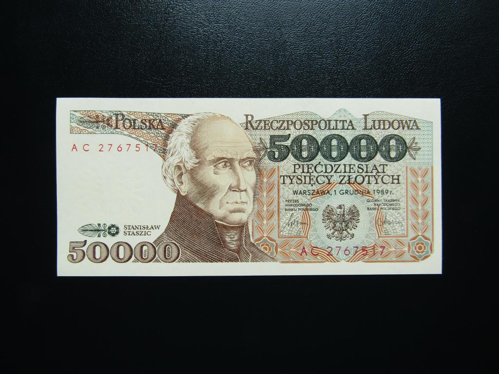 Польша - 50 000 злотых 1989г. UNC. Серия AC.