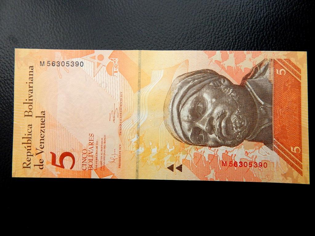 Бона 5 боливар 2011 года серии "М" Венесуэла UNC
