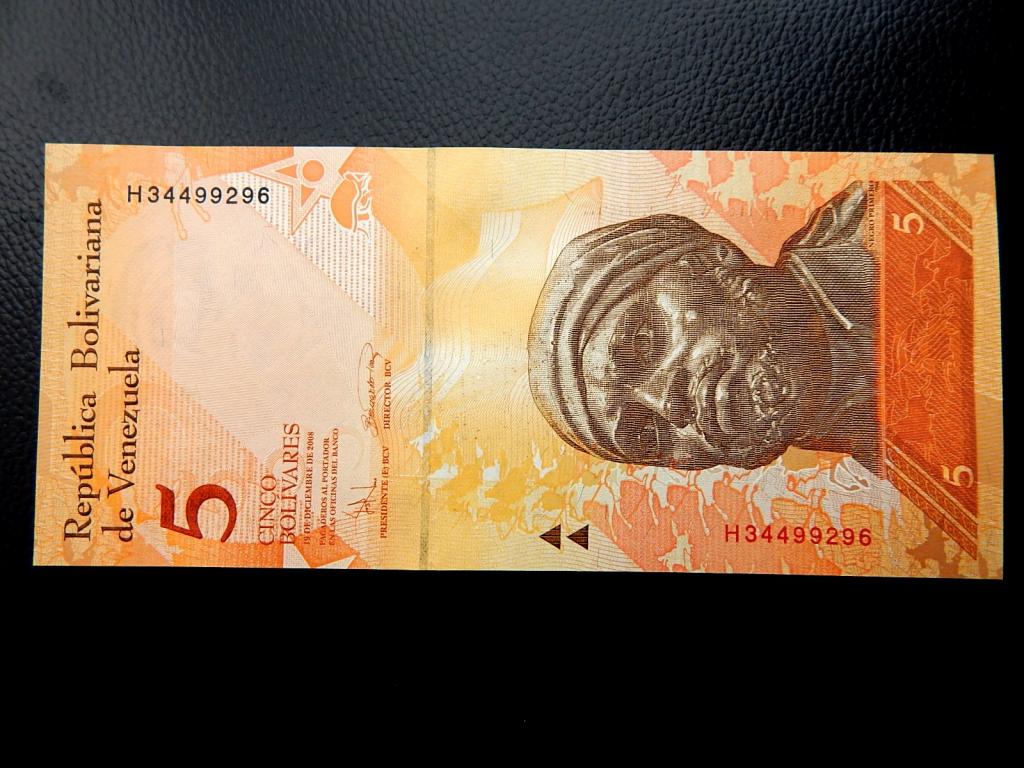 Бона 5 боливар 2008 года серии "Н" Венесуэла UNC