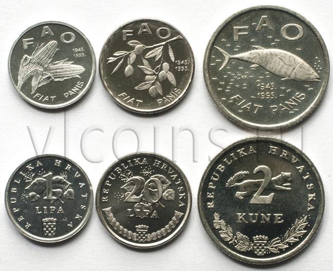 Хорватия набор 3 монеты 1995 FAO UNC 43501